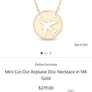 New Solid Gold Airplane Necklace 14k